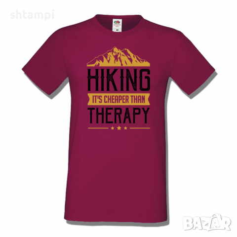 Мъжка тениска Hiking It's Cheaper Than Therapy,Къмпинг,Планина,Изненада,Подарък,Поход,Връх,Хижа,, снимка 6 - Тениски - 36351931