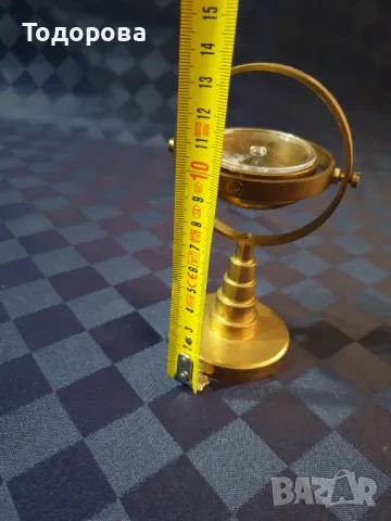 Малък корабен бронзов  жирокомпас - сувенир, снимка 3 - Антикварни и старинни предмети - 50052517