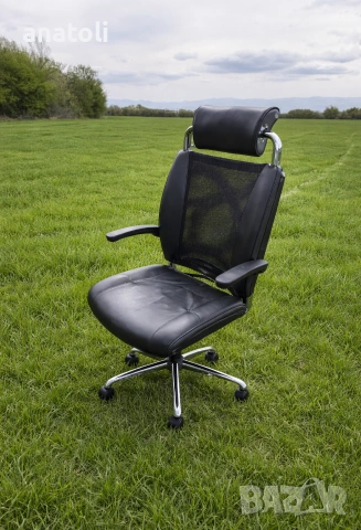 оригинален директорски стол въртящ се водеща швейцарска марка ZÜCO естествен кожа/хром ергономичен , снимка 7 - Столове - 53271044