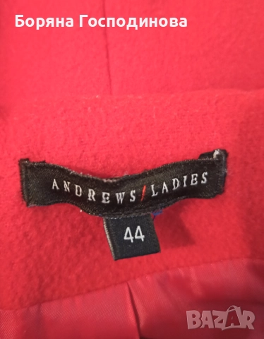 Дамско червено палто Andrews, снимка 2 - Якета - 52980761