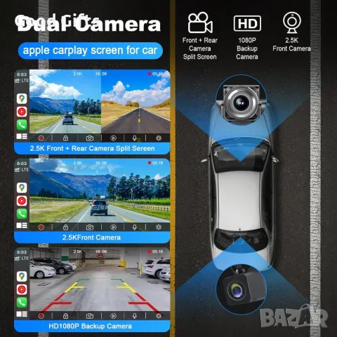 Универсална навигация за кола с видеорегистратир, 10.26 инча, CarPlay, снимка 6 - Аксесоари и консумативи - 50204811