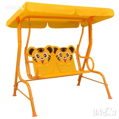 vidaXL Детска градинска люлка, жълта, 115x75x110 см, текстил