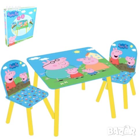 Детската маса и столчета Peppa Pig, Дърво, снимка 1 - Маси - 44471696