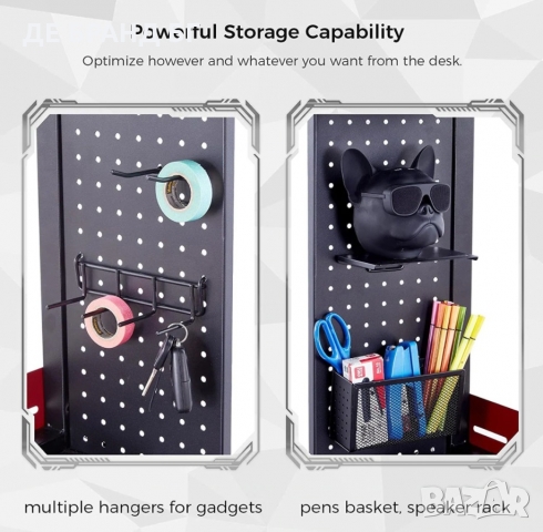 ПРОМОЦИЯ Геймърско бюро с две етажерки, аксесоари и RGB осветление ERK-MGD-02, снимка 3 - Бюра - 36072506