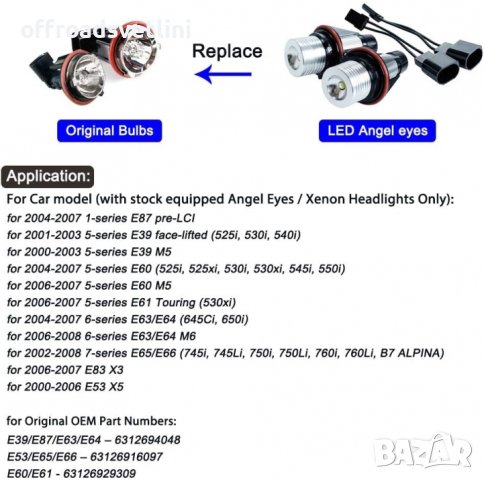 ЧЕРВЕНИ LED крушки Angel Eyes ангелски очи за BMW E39 E60 E83 E87 с Canbus, снимка 4 - Аксесоари и консумативи - 42219159