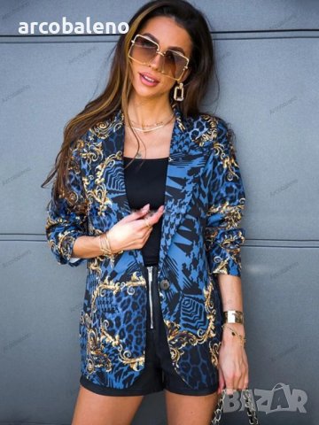 Дамско сако с дълъг ръкав и ревер с дигитален печат, 4цвята, снимка 6 - Сака - 41291190