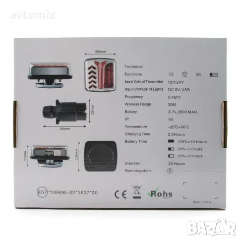 Безжични LED стопове, стоп светлина с магнит 12V - 24V за ремарке/кемпер, снимка 11 - Аксесоари и консумативи - 49812258