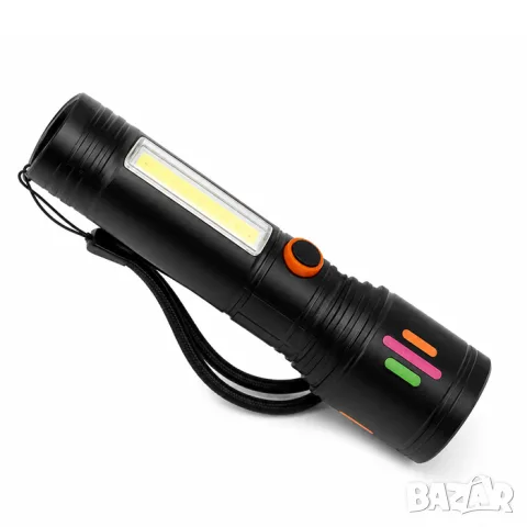 LED фенер с zoom и странична COB светлина