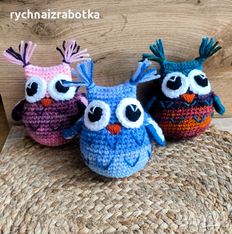 Плетена  играчка бухалче, сова, снимка 2 - Плюшени играчки - 37283913