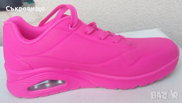 Нови сникърси SKECHERS дамски обувки Uno Night Shades hot pink розови, снимка 6 - Кецове - 56152233