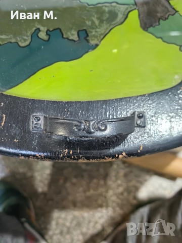 Стар дървен поднос с рисувано стъкло , снимка 3 - Други ценни предмети - 52811460