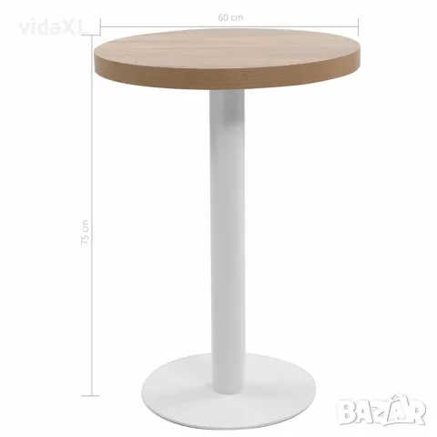 vidaXL Бистро маса, светлокафява, 60 см, МДФ, снимка 4 - Маси - 56146519
