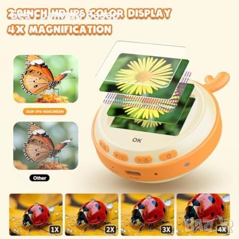 Нов Образователен микроскоп за деца подарък 4–12 с LED и фото функция, снимка 2 - Образователни игри - 52163123