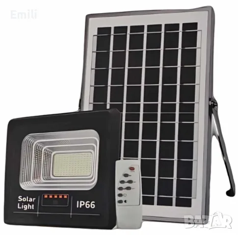 Комплект соларна лампа с дистанционно и соларен панел, 300W мощност,IP66 