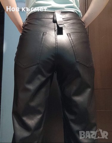 Vegan черен кожен панталон HM Divided, размер 36, нов с етикет , снимка 2 - Панталони - 44218319
