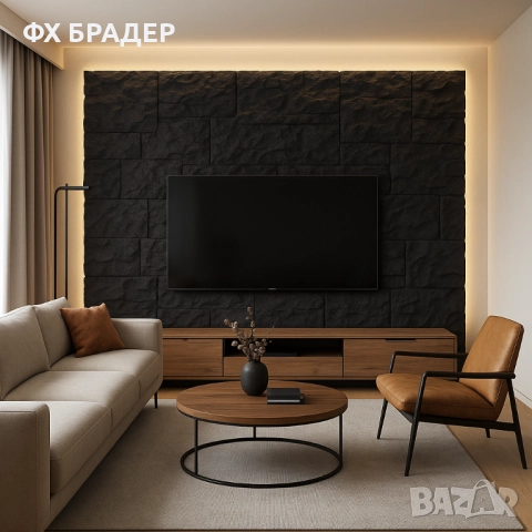 Декоративен полиуретанов панел с имитация на скала – черен, бял и сив цвят | 3D ефект и лесен монтаж, снимка 4 - Облицовки - 52071754