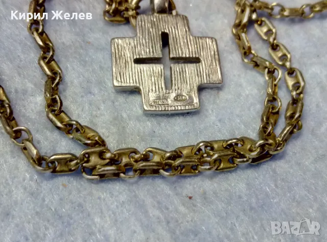 СРЕБЪРЕН КРЪСТ 925 с БЯЛА ПОЗЛАТА и ЕМАЙЛ ИТАЛИЯ с СРЕБЪРНА ВЕРИЖКА СРЕБРО 925 с ЖЪЛТА ПОЗЛАТА 49967, снимка 12 - Колиета, медальони, синджири - 49957894