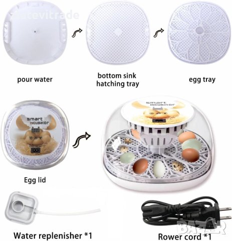 Автоматичен инкубатор 12 яйца + подаръци - реф. код - 3, снимка 6 - Други стоки за животни - 42591294