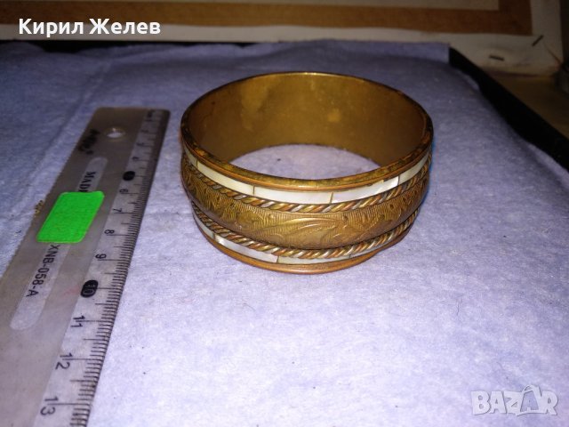 ПРЕВЪЗХОДНА СТАРА БРОНЗОВА ФЛОРАЛНО ОРНАМЕНТИРАНА СЕДЕФЕНА КЛАСИЧЕСКА РЕТРО ГРИВНА 70581, снимка 4 - Антикварни и старинни предмети - 41281362