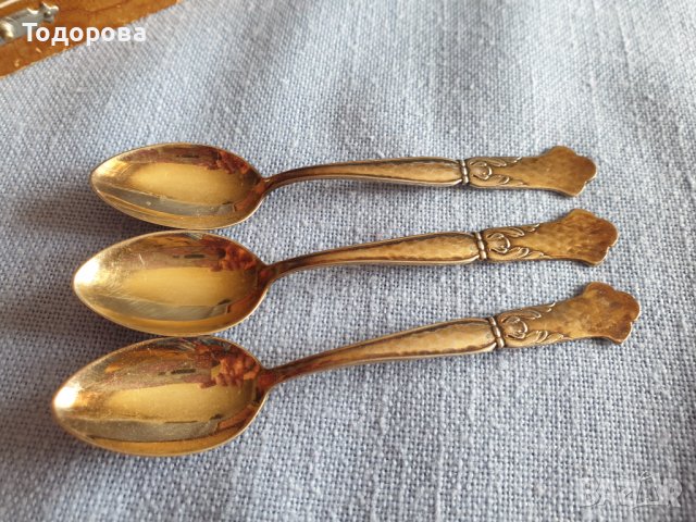 Старинни позлатени лъжички за кафе, снимка 7 - Антикварни и старинни предмети - 41489853
