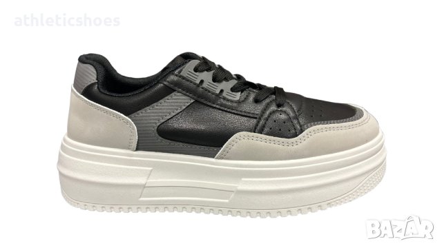 Дамски маратонки на палтформа черно и бежово