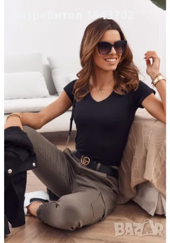 Дамска тениска в черен цвят 2310, снимка 4 - Тениски - 48045514