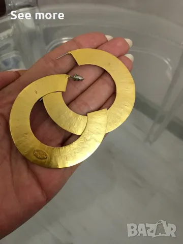 Ефектни дизайнерски обеци Replica – позлатен hammered ефект, снимка 7 - Обеци - 55768828
