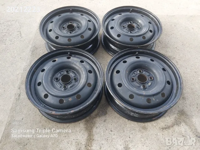 4 броя железни джанти за Тoyota Yaris 15, снимка 3 - Гуми и джанти - 48662332