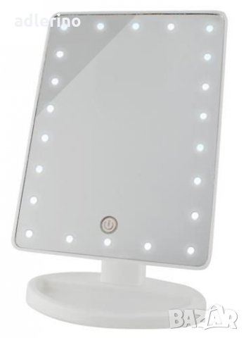 LED огледало за грим, осветено настолно, подвижно, регулируемо, преносимо огледало за грим, 22 диода, снимка 4 - Огледала - 34404111