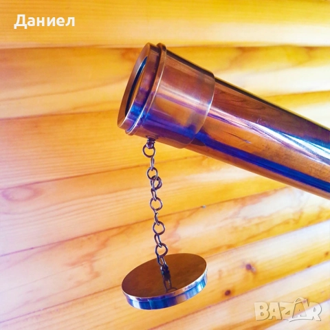 Телескоп, далекоглед от бронз на тринога с античен дизайн, снимка 3 - Други ценни предмети - 51548518