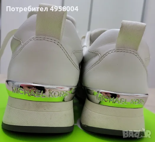 Дамски кожени маратонки Michael Kors Allie Stride, бели, US 6.5, снимка 3 - Маратонки - 56207461