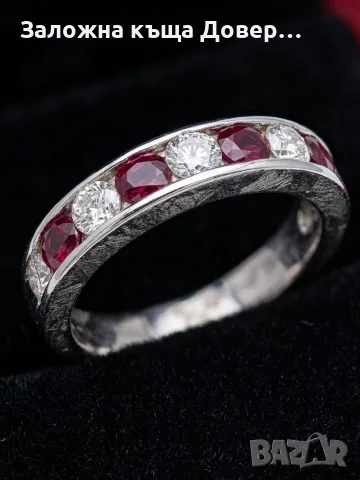 Златен пръстен с диаманти и рубини 14 k 585 gold diamonds rubies