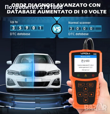 VPOW 2024 OBD2 автомобилна диагностика всички превозни средства - професионален инструмент нов, снимка 6 - Аксесоари и консумативи - 51409719