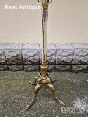 Страхотна антикварна френска подова закачалка бронз оникс , снимка 4 - Антикварни и старинни предмети - 52113565