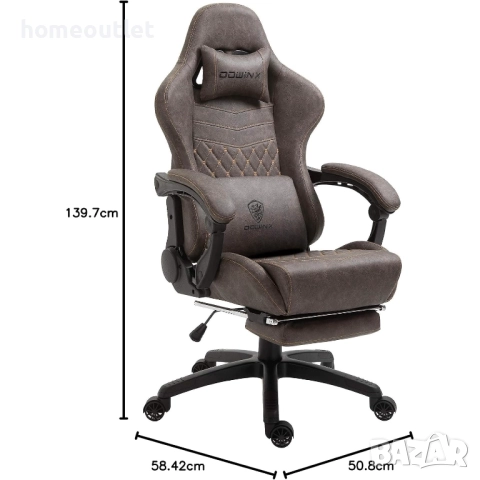 ПРОМОЦИЯ Премиум геймърски стол с винтидж дизайн DOWINX LS-6689-BROWN , снимка 8 - Столове - 52720778