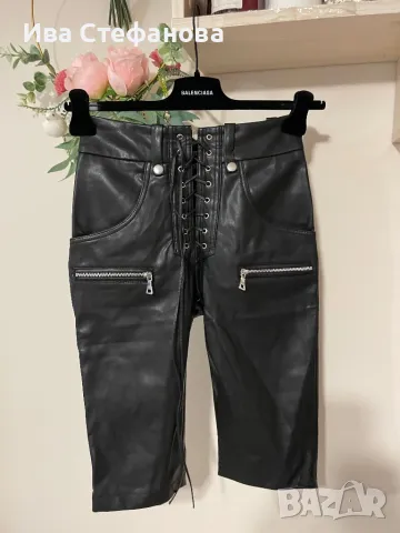 Нов черен спортен елегантен кожен панталон висока талия 3/4 Replica , снимка 2 - Панталони - 47427321