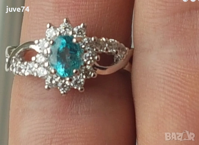 СРЕБЪРЕН ПРЪСТЕН С АПАТИТ (МАДАГАСКАР), снимка 4 - Пръстени - 53134655