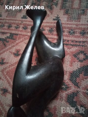 Фигурка стара дървена АБАНОС статуетка ръчна АРТ изработка Скулптура 34212, снимка 11 - Статуетки - 38944939