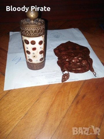 ритуално шише от Тибет бронз и маска, снимка 2 - Антикварни и старинни предмети - 53849432