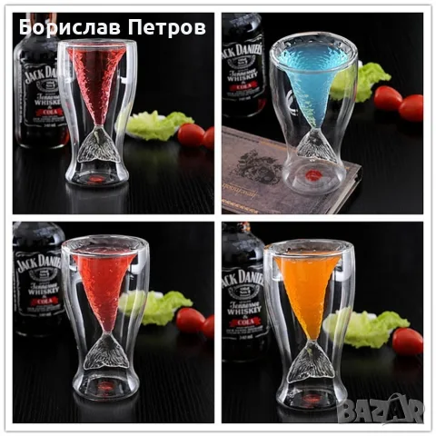 Модерна чаша русалка от боросиликатно стъкло WSKB3, снимка 2 - Чаши - 56200813