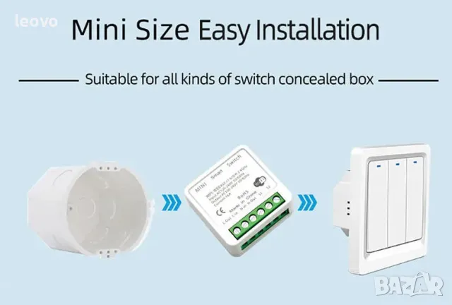 Миниатюрен Wi-Fi превключвател eWeLink.  220V, 16A.  Българско ръководство, снимка 6 - Друга електроника - 47321498