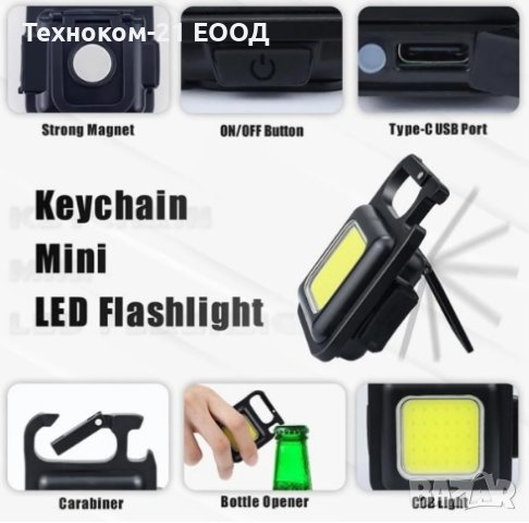 Мини LED фенерче, ключодържател, отварачка, снимка 3 - Прожектори - 41185551