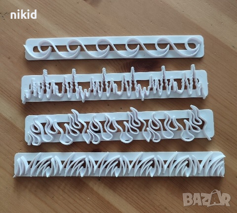4 бр Огън Трева Ледени висулки Вълни релси пластмасови резци форми фондан украса торта резец форма, снимка 3 - Форми - 23580991