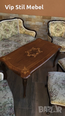 Френска холна гарнитура с гобленова дамаска , снимка 14 - Дивани и мека мебел - 52790049