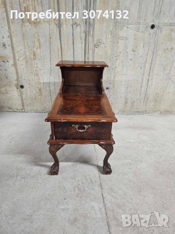 Шкафче седалка с интарзия в стил Чипъндейл, снимка 4 - Шкафове - 41854089