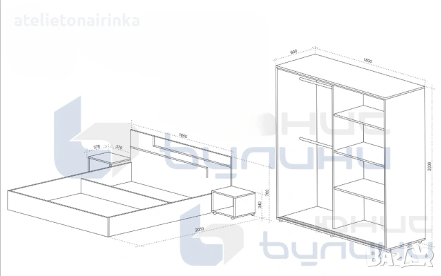 Спален комплект Торино, снимка 2 - Спални и легла - 48577285