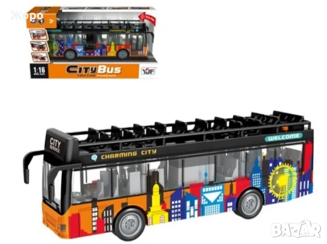 ДЕТСКИ ДВУЕТАЖЕН МНОГОЦВЕТЕН АВТОБУС С ЗВУК 625277