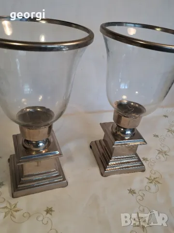 два настолни иноксови свещника  25/2, снимка 2 - Декорация за дома - 50035339