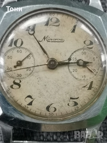 Minerva chronograf 1940г., снимка 4 - Антикварни и старинни предмети - 52898093