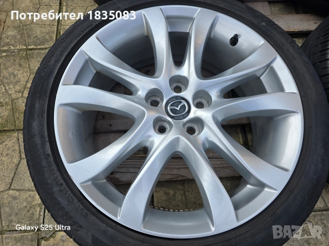 Лети джанти 19ки 5х114.3 Mazda + летни гуми 225/45/19 Bridgestone, снимка 5 - Гуми и джанти - 53707731